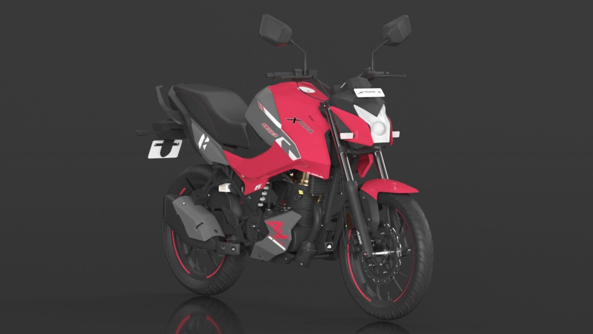 Hero Xtreme 160R 4V Double Disc Bike Cast Pearl Red Low-poly 3D model_13