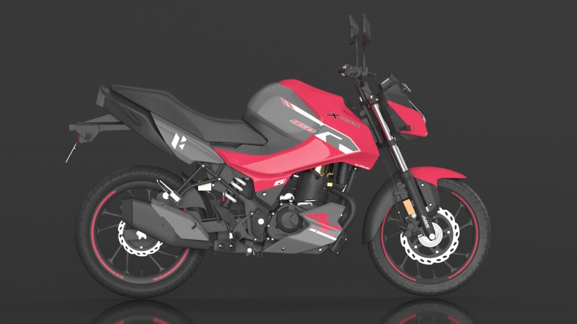 Hero Xtreme 160R 4V Double Disc Bike Cast Pearl Red Low-poly 3D model_11