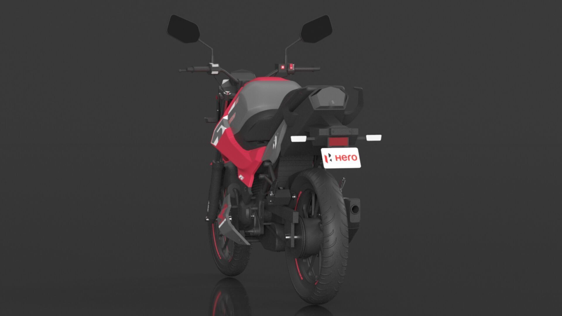 Hero Xtreme 160R 4V Double Disc Bike Cast Pearl Red Low-poly 3D model_8