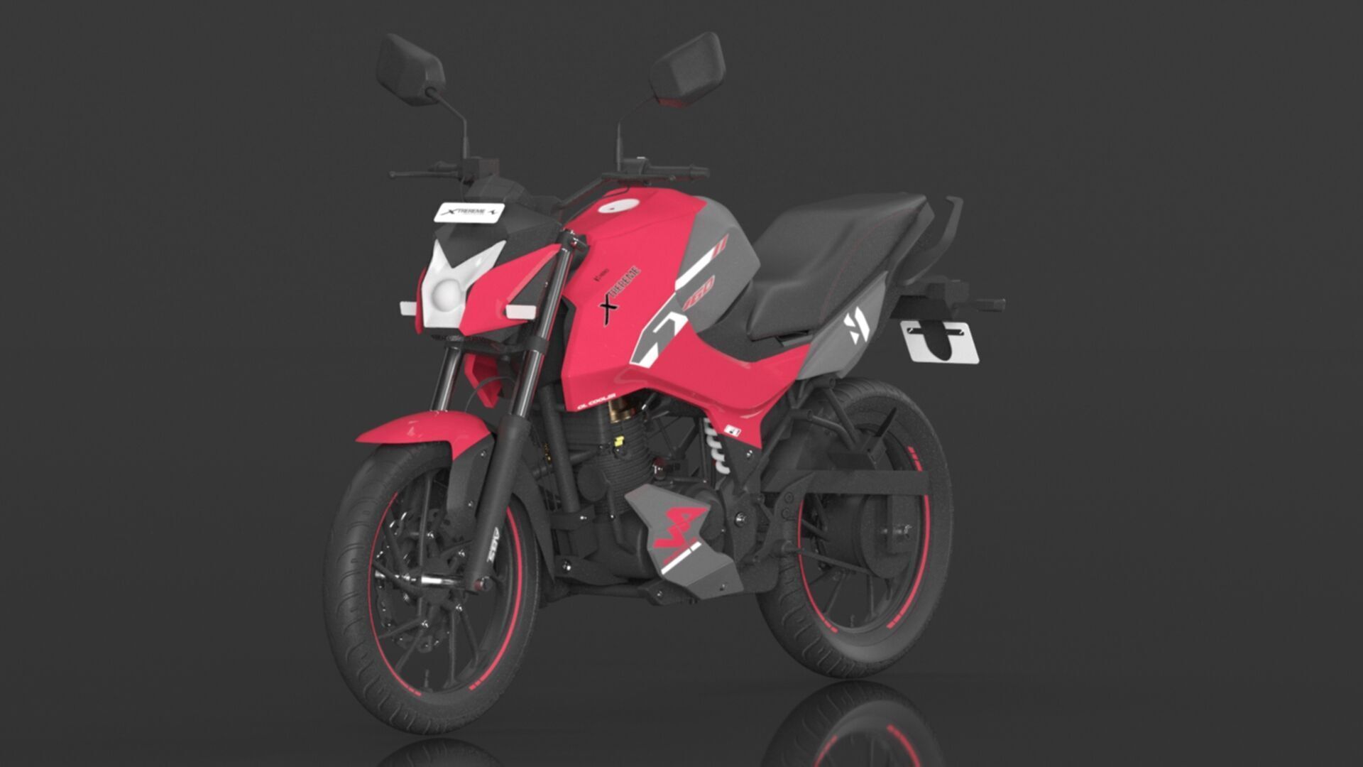 Hero Xtreme 160R 4V Double Disc Bike Cast Pearl Red Low-poly 3D model_4