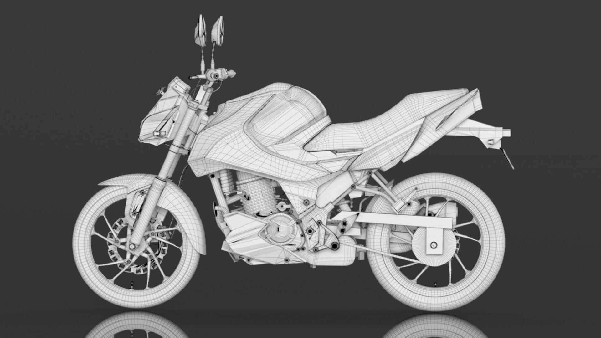 Hero Xtreme 160R 4V Double Disc Bike Cast Pearl Red Low-poly 3D model_17