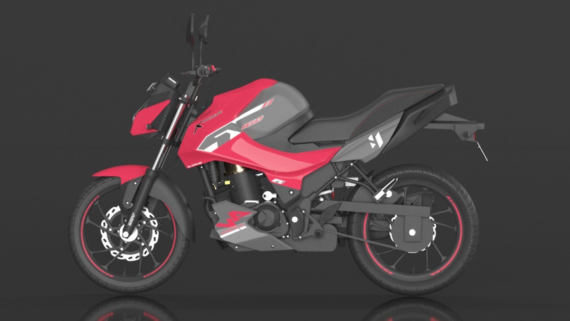 Hero Xtreme 160R 4V Double Disc Bike Cast Pearl Red Low-poly 3D model_6
