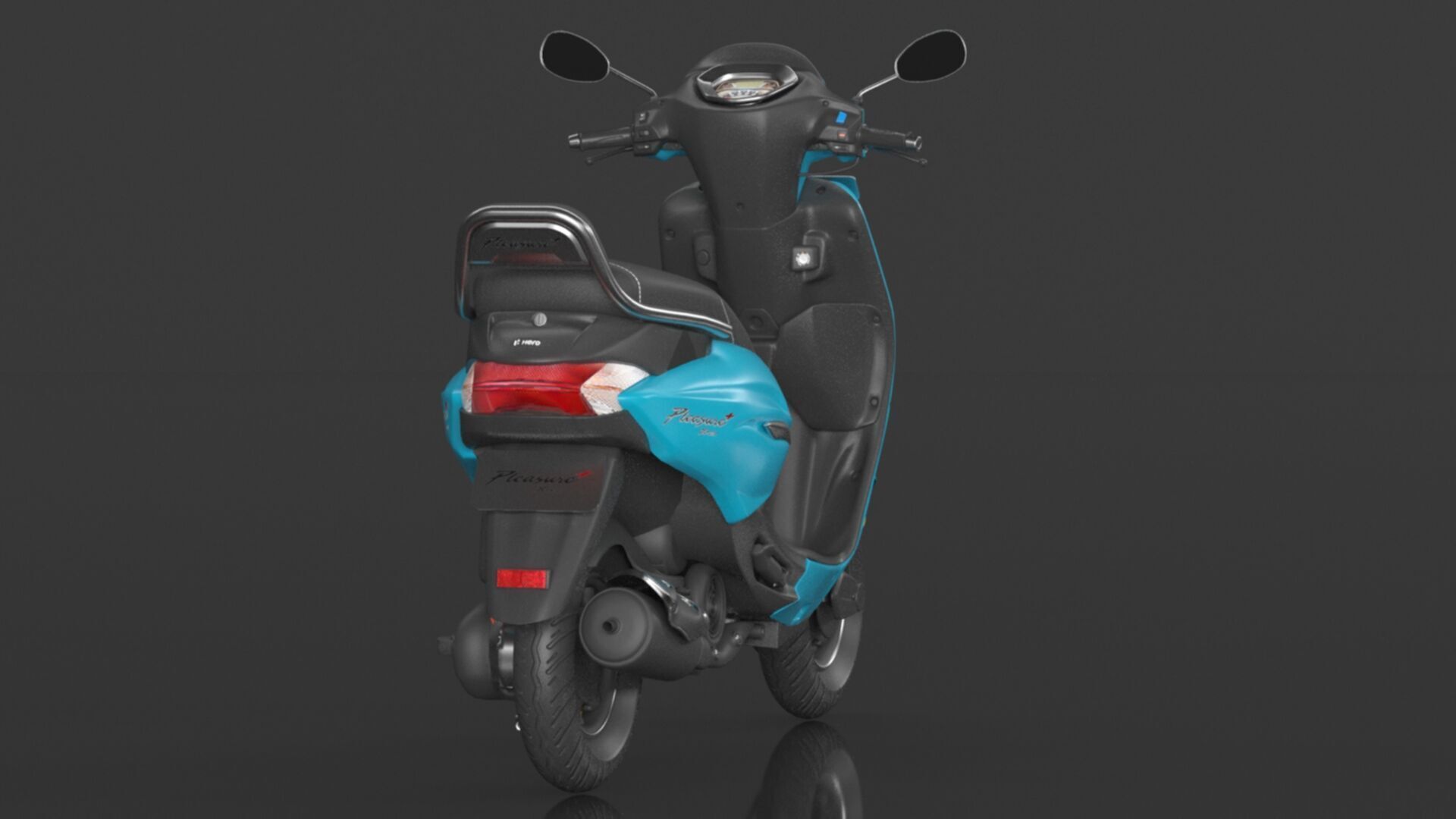 Hero PLEASURE XTEC Scooter Connected Bluish Teal  Low-poly 3D model_8