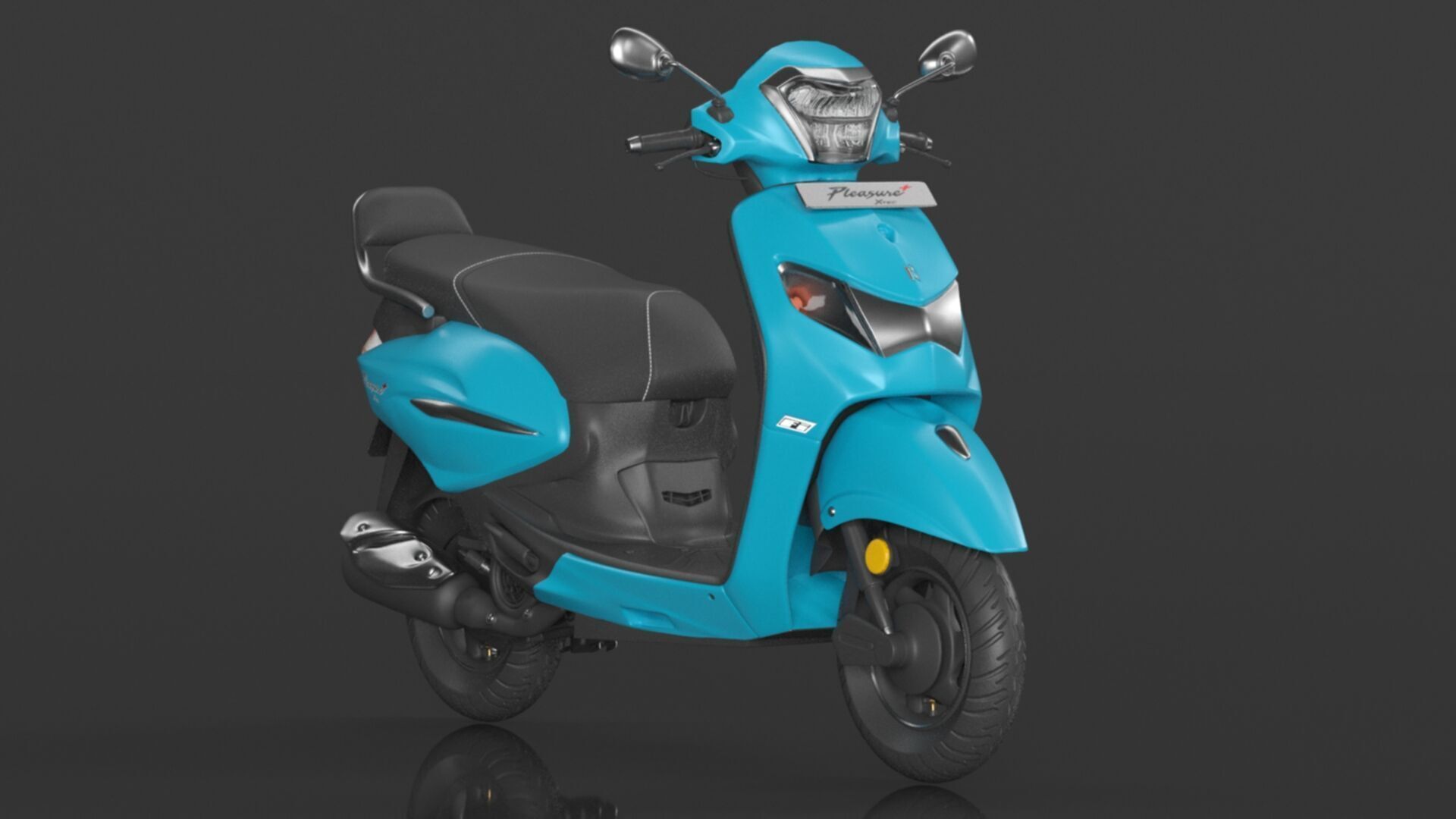 Hero PLEASURE XTEC Scooter Connected Bluish Teal  Low-poly 3D model_4