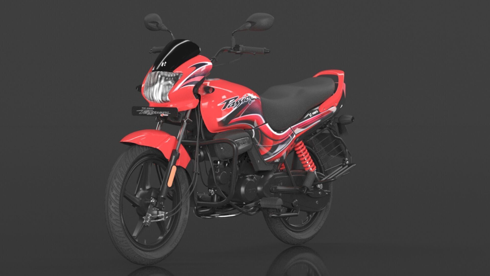 Hero Passion  Bike Sport Red Booking for Ex-Showroom Price Low-poly 3D model_13