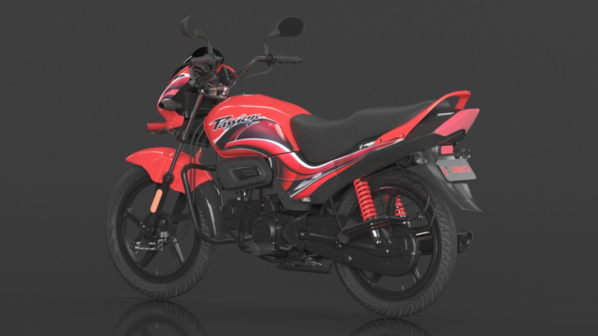 Hero Passion  Bike Sport Red Booking for Ex-Showroom Price Low-poly 3D model_10
