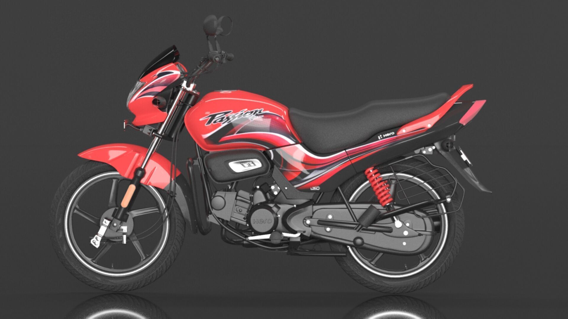 Hero Passion  Bike Sport Red Booking for Ex-Showroom Price Low-poly 3D model_11