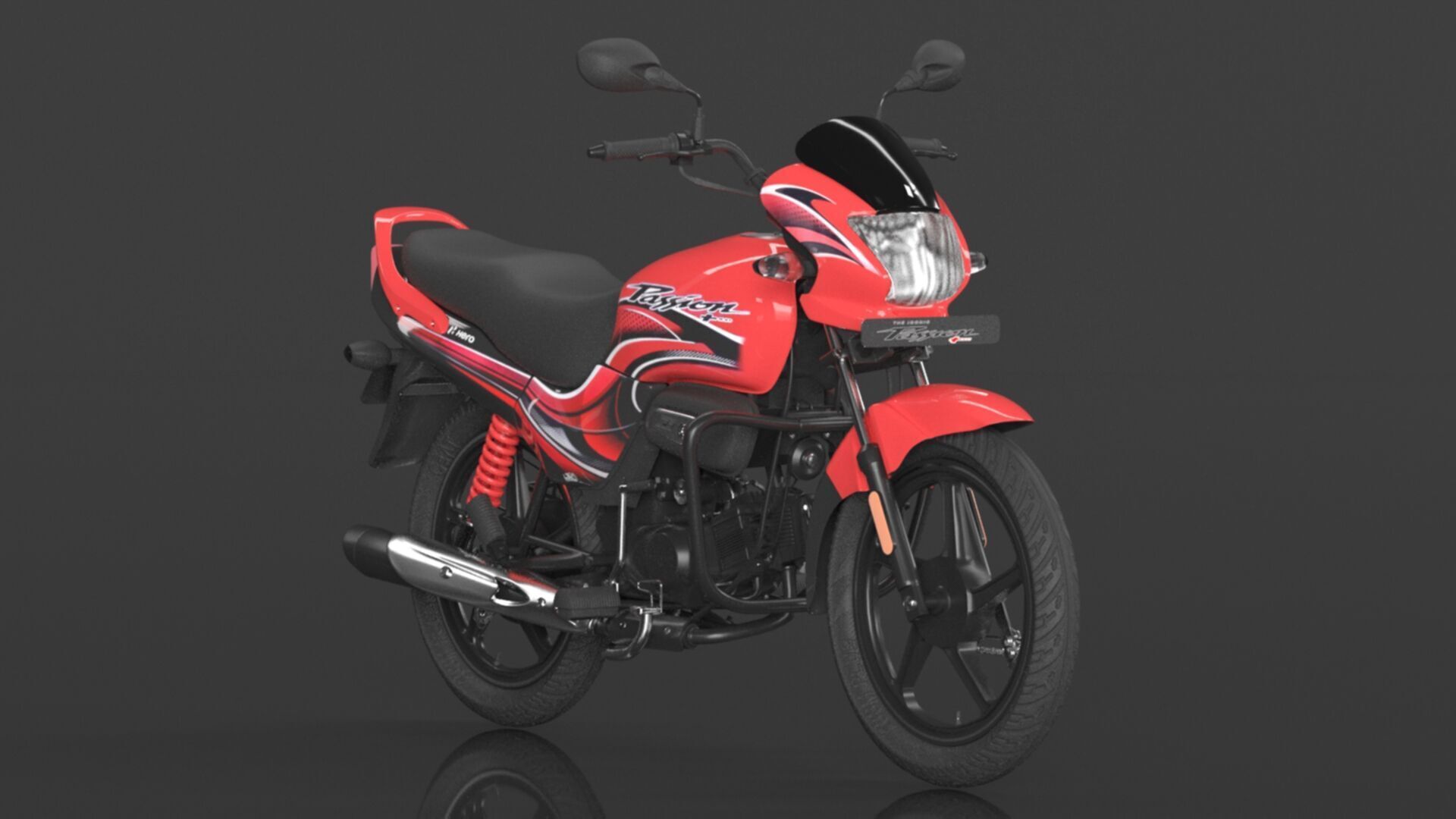 Hero Passion  Bike Sport Red Booking for Ex-Showroom Price Low-poly 3D model_4