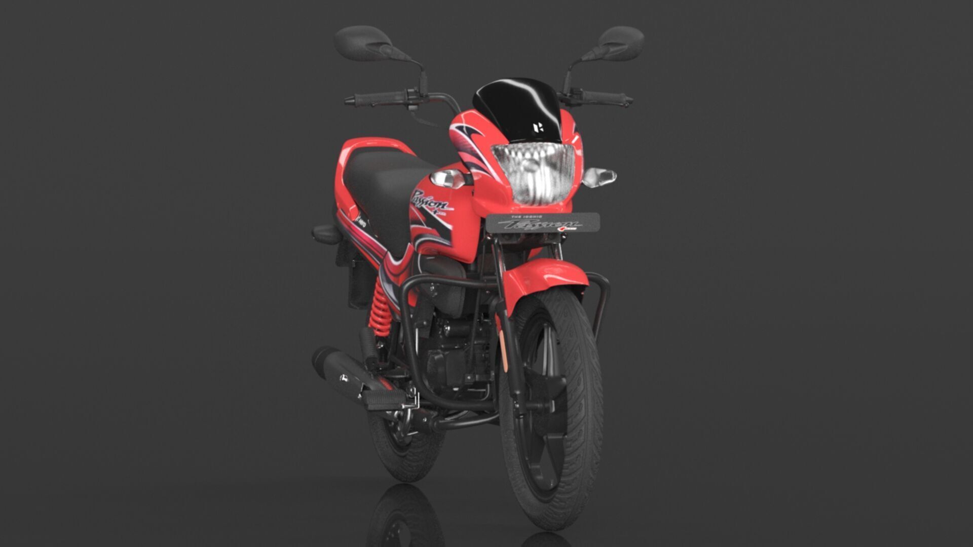 Hero Passion  Bike Sport Red Booking for Ex-Showroom Price Low-poly 3D model_3