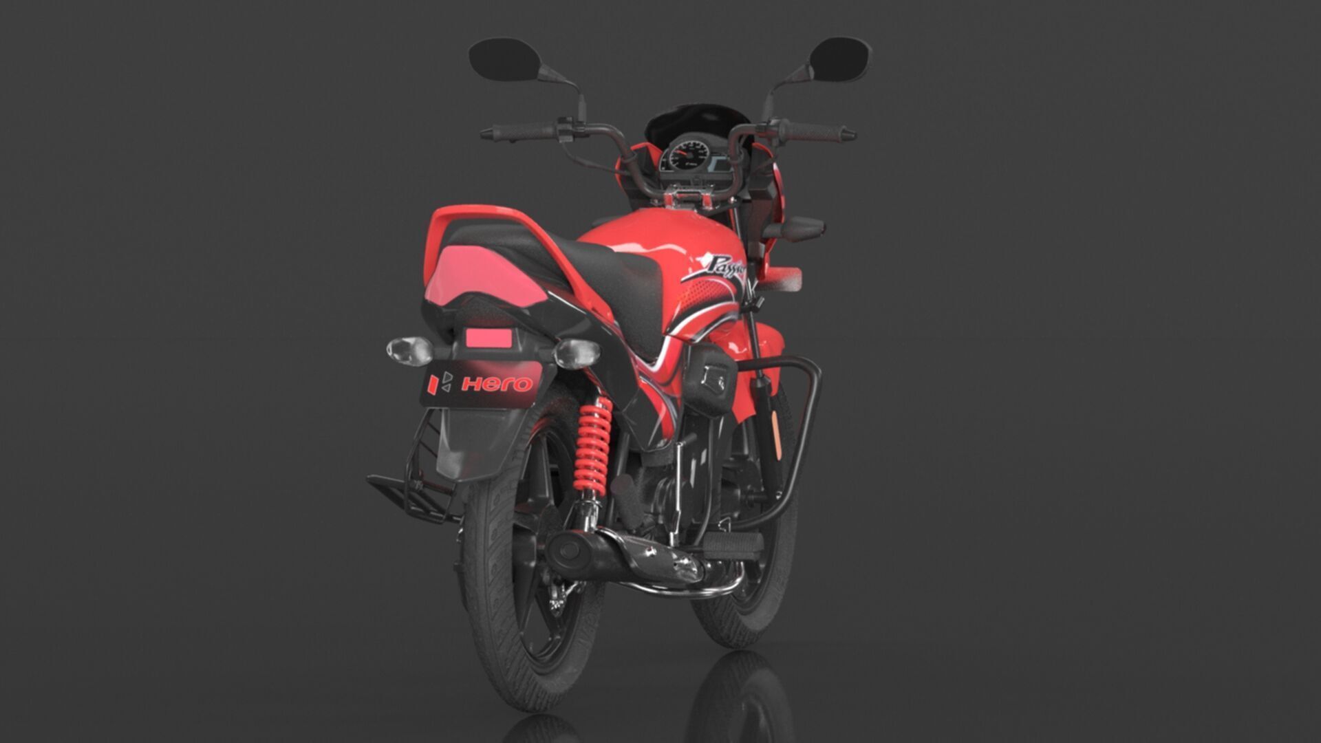 Hero Passion  Bike Sport Red Booking for Ex-Showroom Price Low-poly 3D model_8