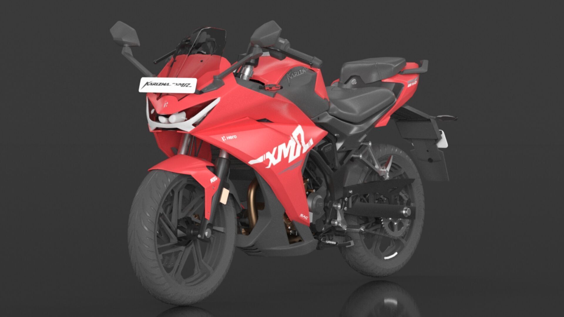 Hero Karizma XMR Bike Turbo Red Booking for Ex-Showroom Price Low-poly 3D model_13