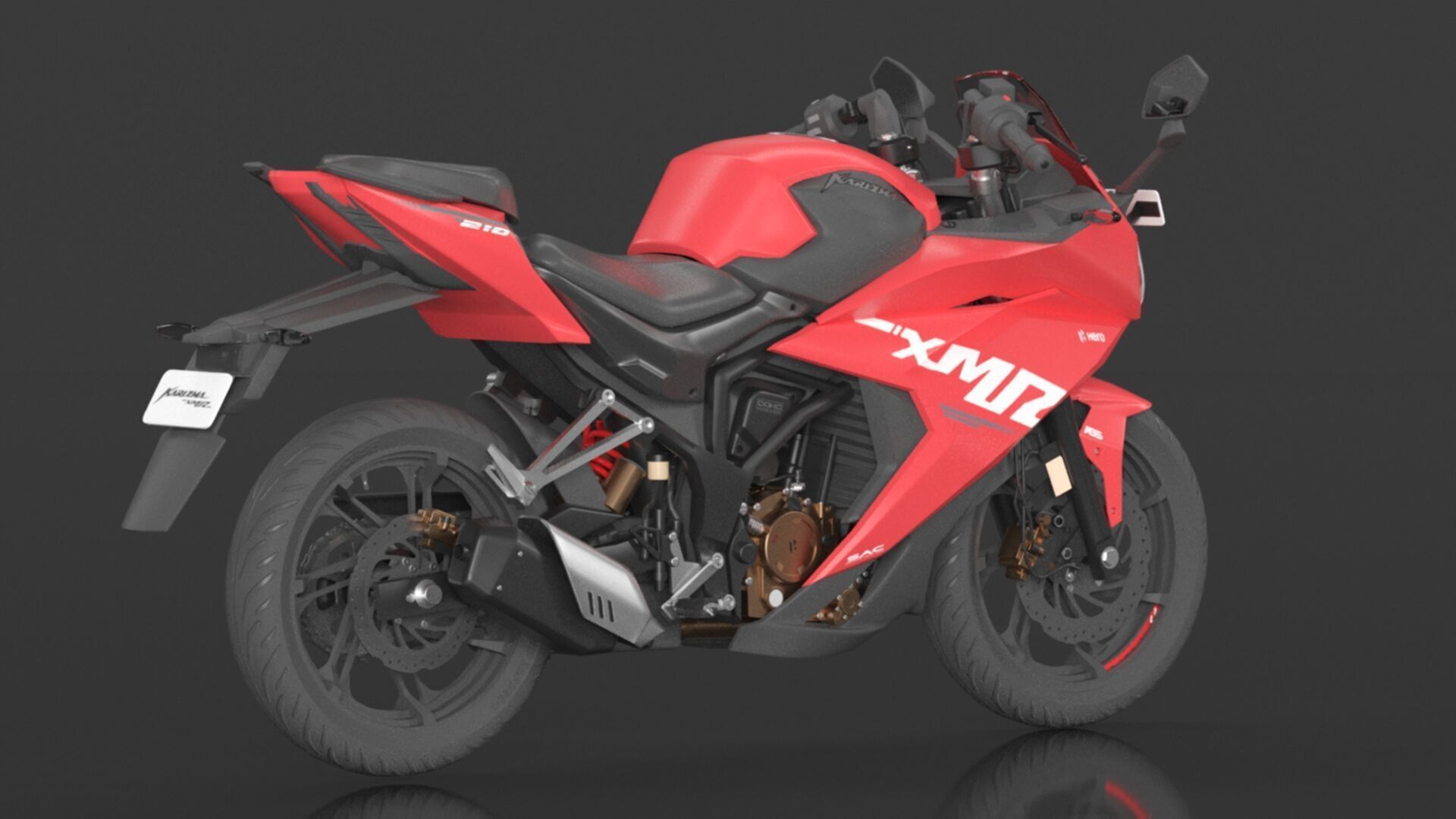 Hero Karizma XMR Bike Turbo Red Booking for Ex-Showroom Price Low-poly 3D model_7