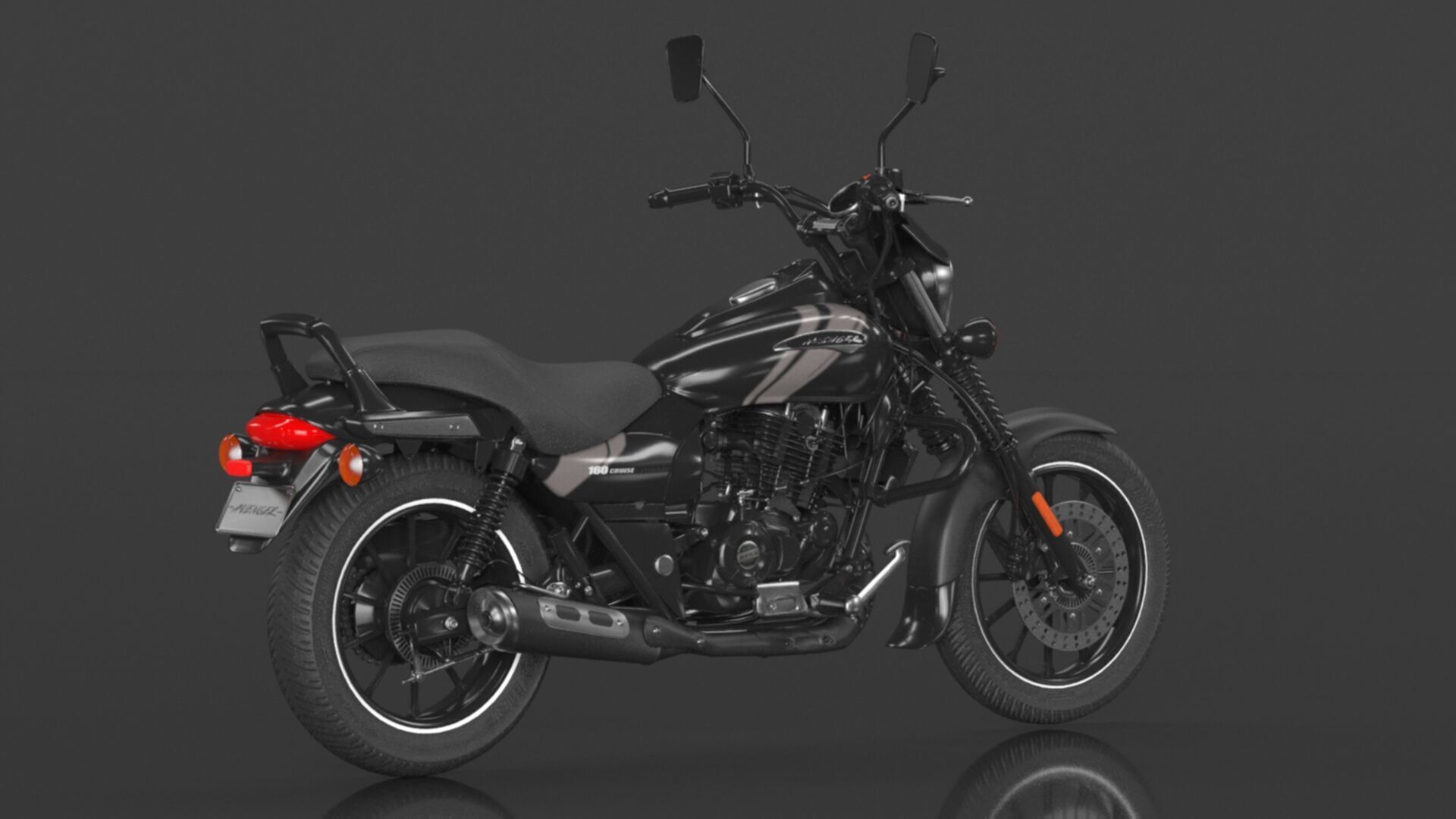 Bajaj Avenger 160 Street Ebony Black Low-poly 3D model_7