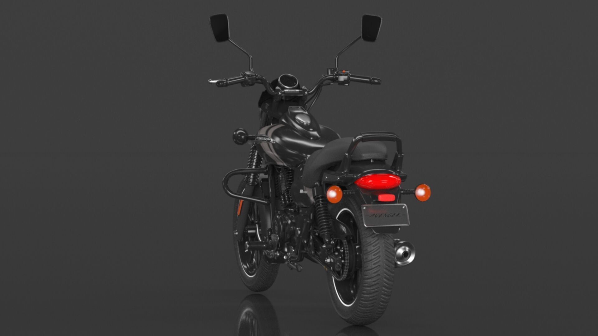 Bajaj Avenger 160 Street Ebony Black Low-poly 3D model_9