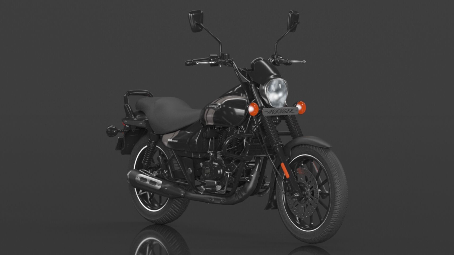 Bajaj Avenger 160 Street Ebony Black Low-poly 3D model_4