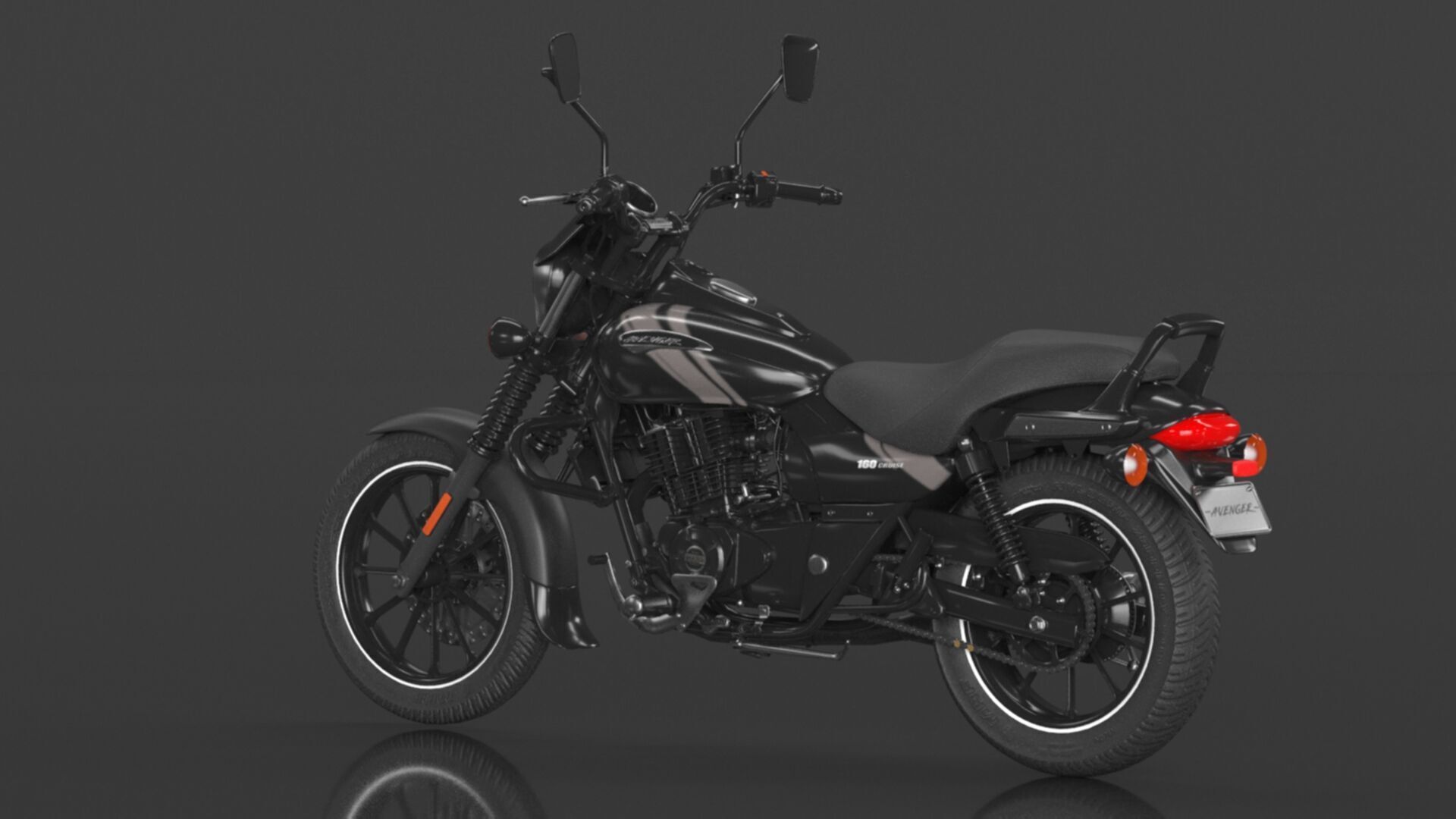 Bajaj Avenger 160 Street Ebony Black Low-poly 3D model_10