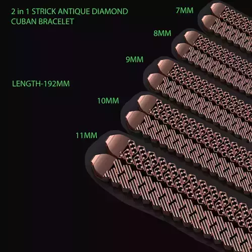 5 Set STRICK 2 in 1 ANTIQUE DIAMOND CUBAN BRACELET  3D Model Collection