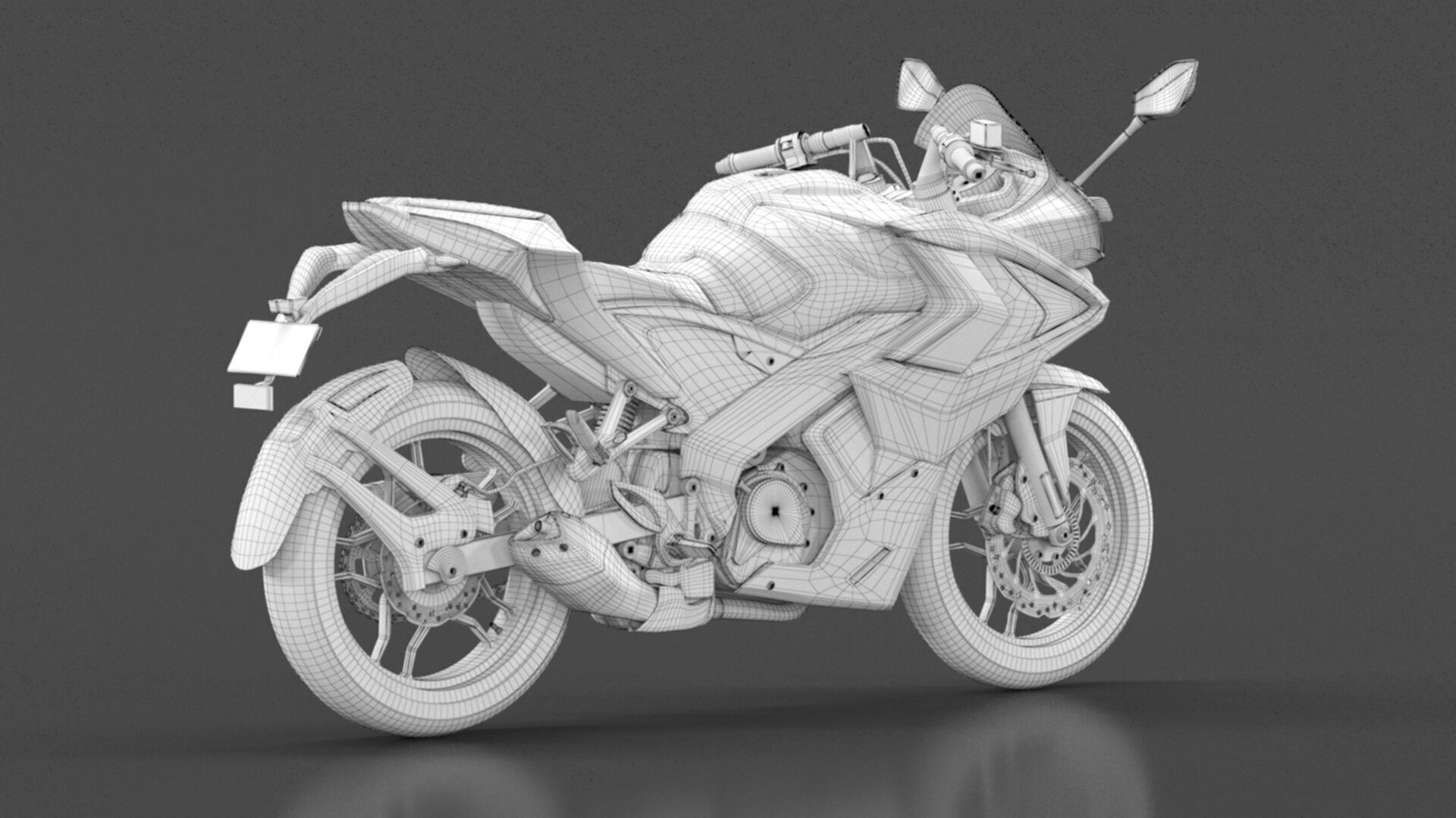 Bajaj Pulsar RS 200 Motorbike White booking for Ex-Showroom Low-poly 3D model_23