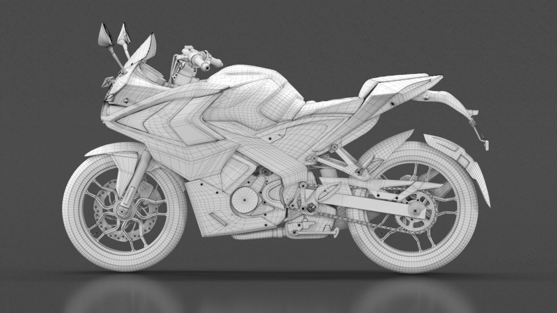 Bajaj Pulsar RS 200 Motorbike White booking for Ex-Showroom Low-poly 3D model_27