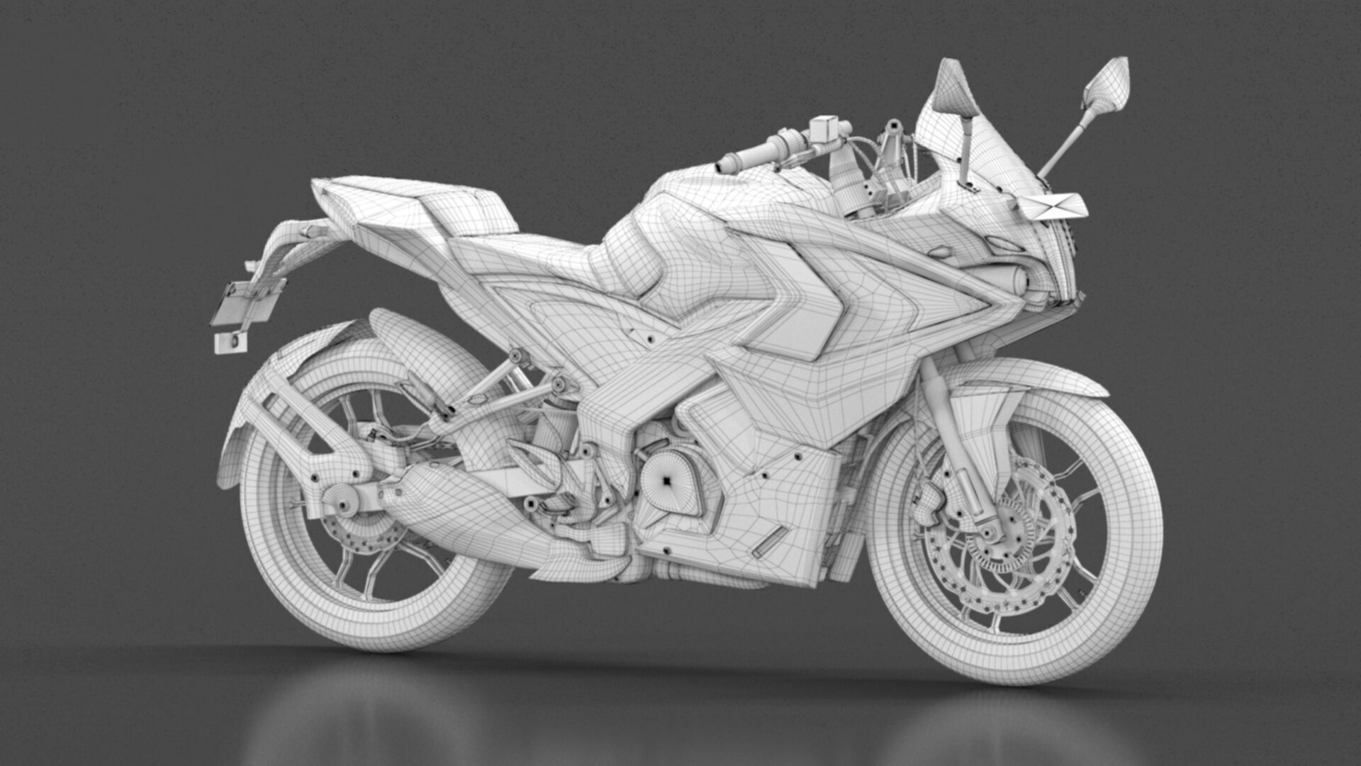 Bajaj Pulsar RS 200 Motorbike White booking for Ex-Showroom Low-poly 3D model_21