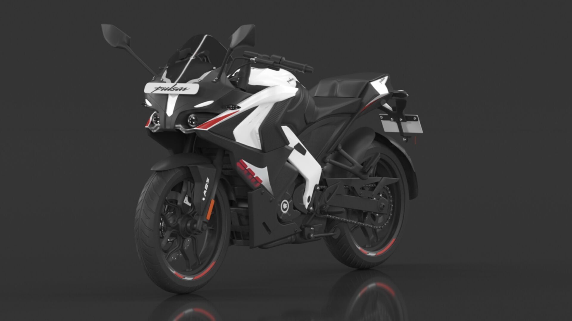 Bajaj Pulsar RS 200 Motorbike White booking for Ex-Showroom Low-poly 3D model_13