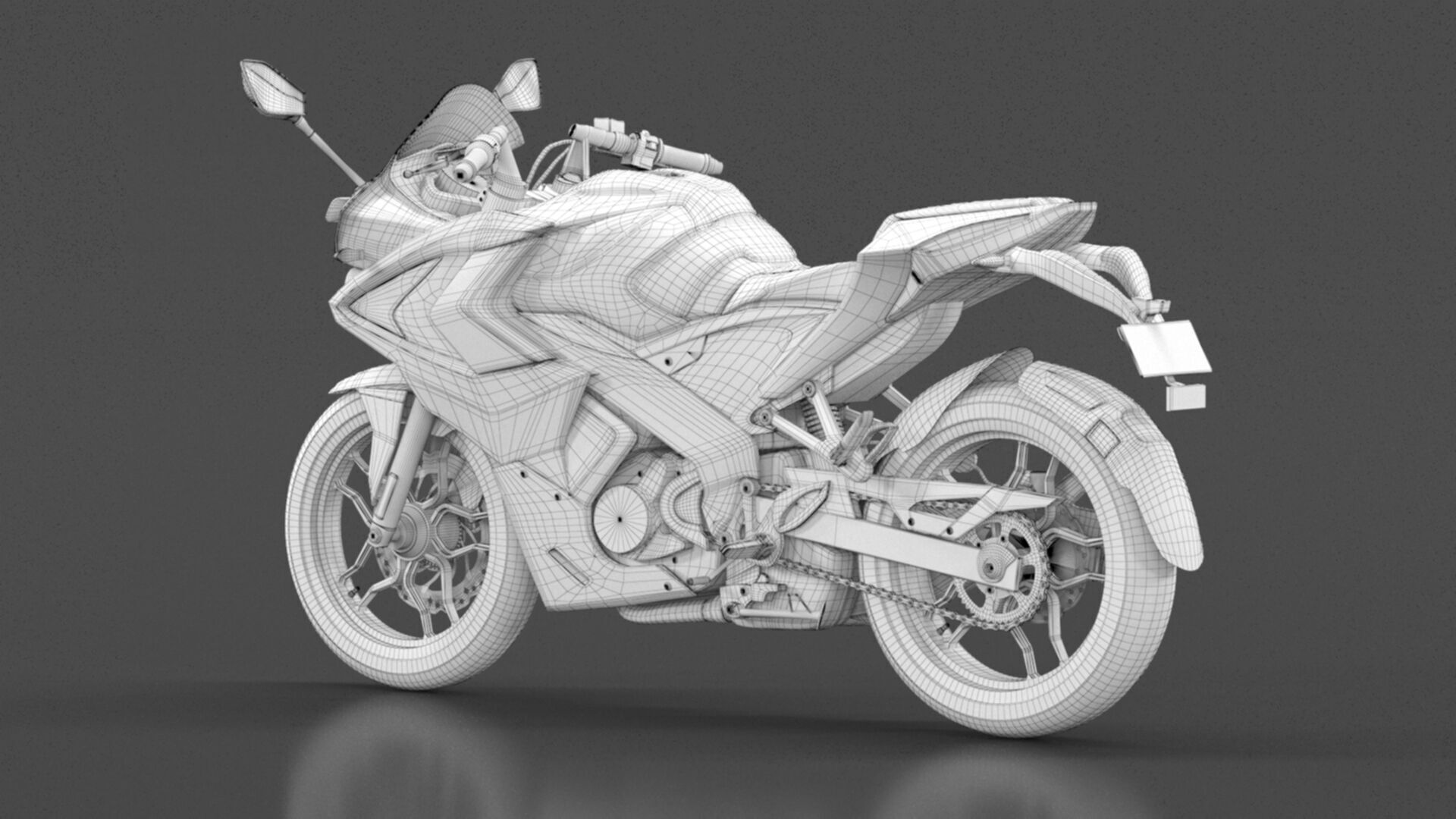 Bajaj Pulsar RS 200 Motorbike White booking for Ex-Showroom Low-poly 3D model_26