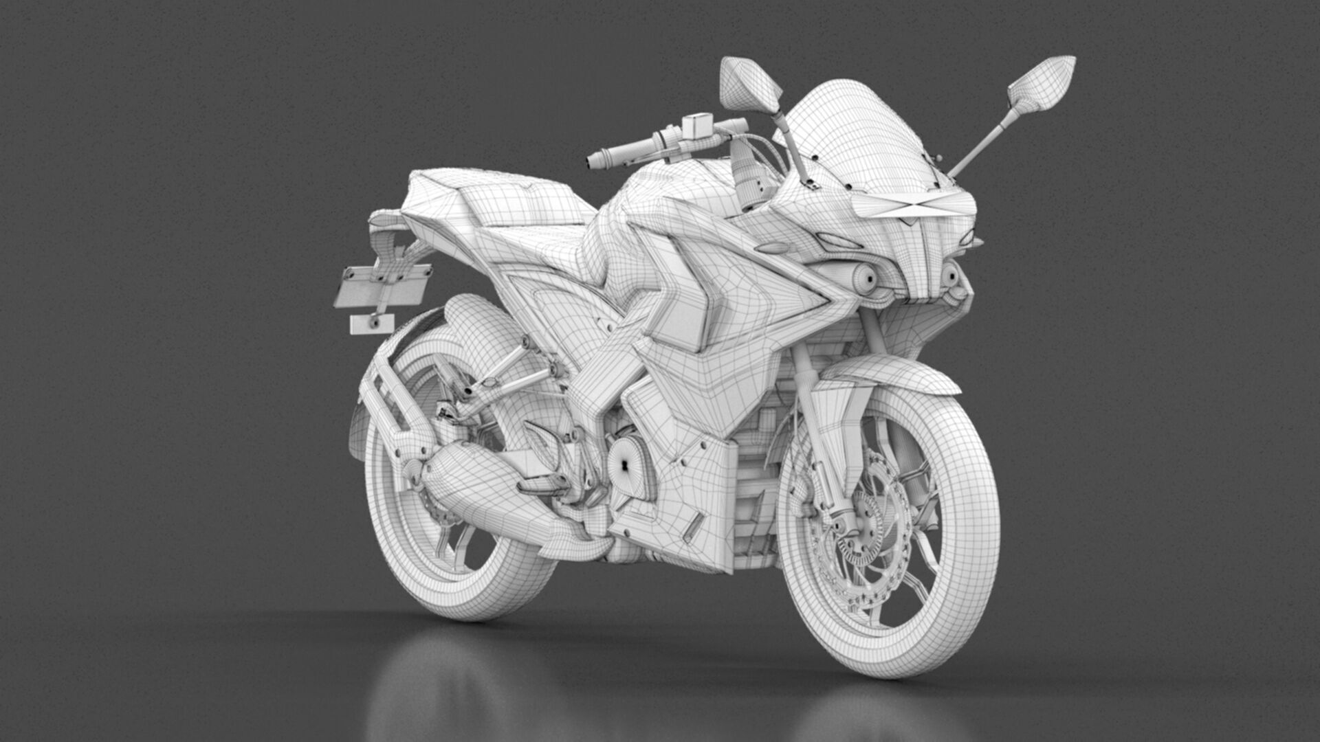 Bajaj Pulsar RS 200 Motorbike White booking for Ex-Showroom Low-poly 3D model_20