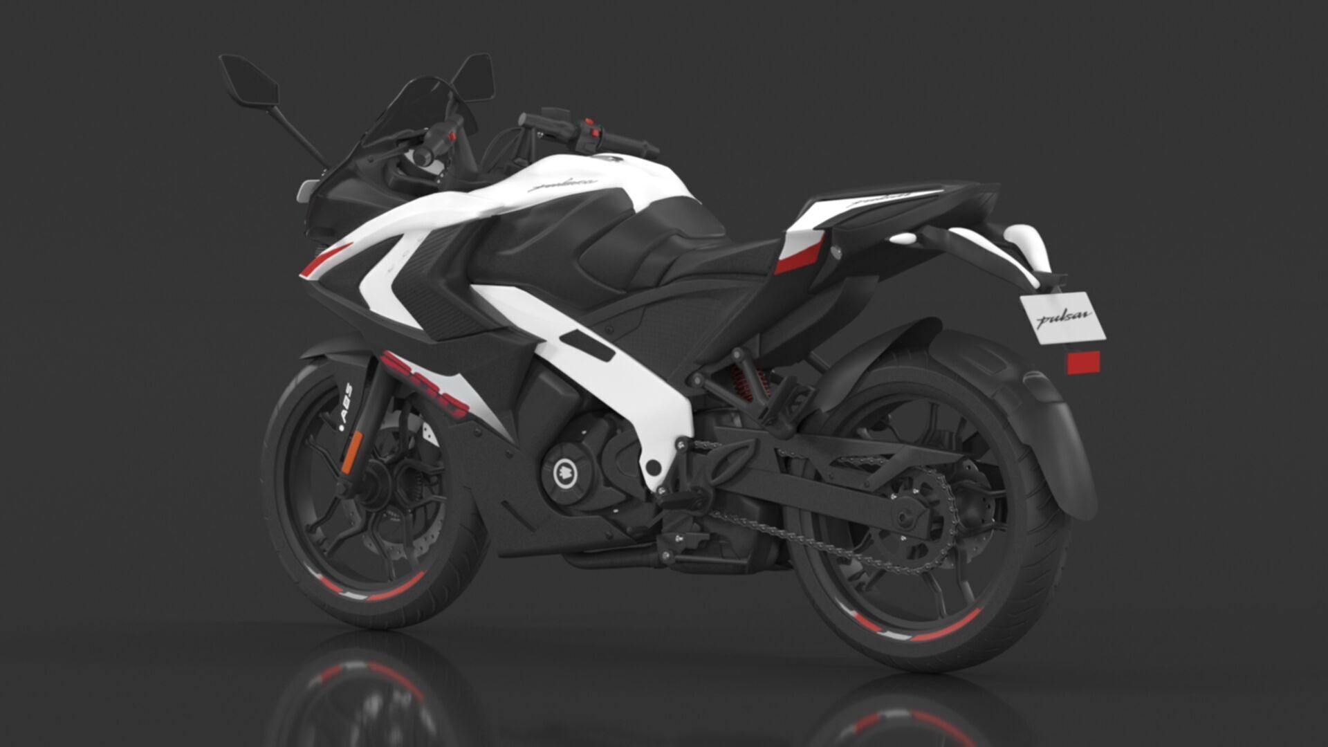Bajaj Pulsar RS 200 Motorbike White booking for Ex-Showroom Low-poly 3D model_10