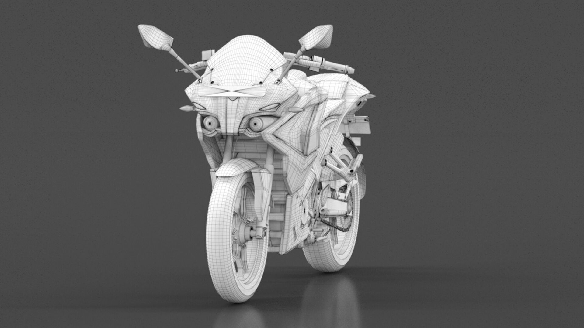 Bajaj Pulsar RS 200 Motorbike White booking for Ex-Showroom Low-poly 3D model_30