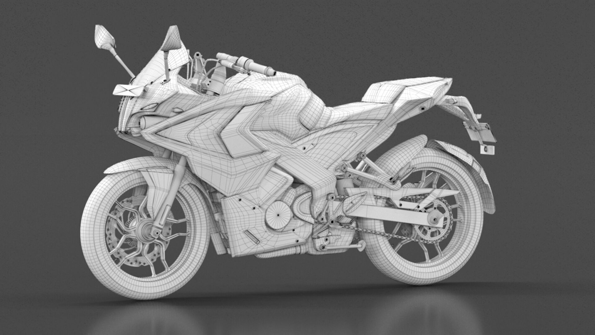 Bajaj Pulsar RS 200 Motorbike White booking for Ex-Showroom Low-poly 3D model_28