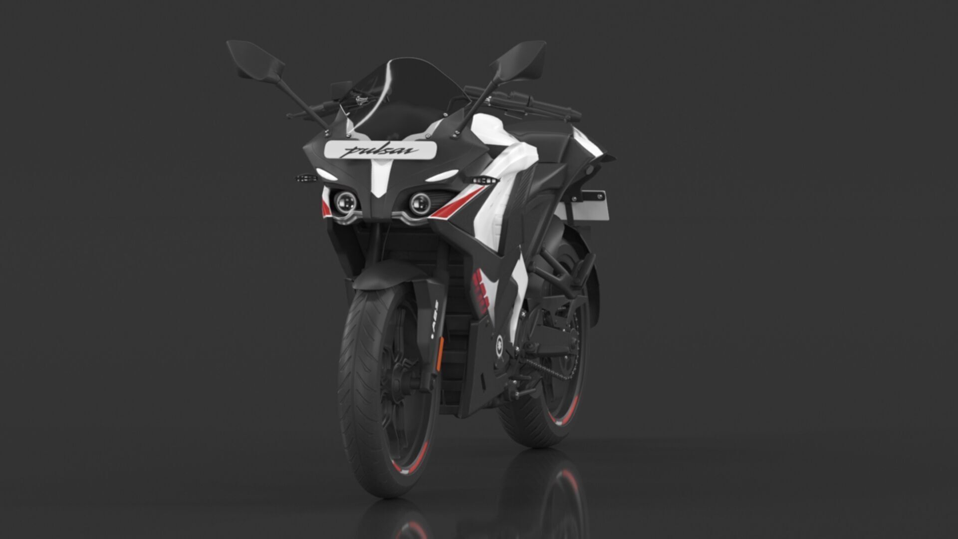 Bajaj Pulsar RS 200 Motorbike White booking for Ex-Showroom Low-poly 3D model_14