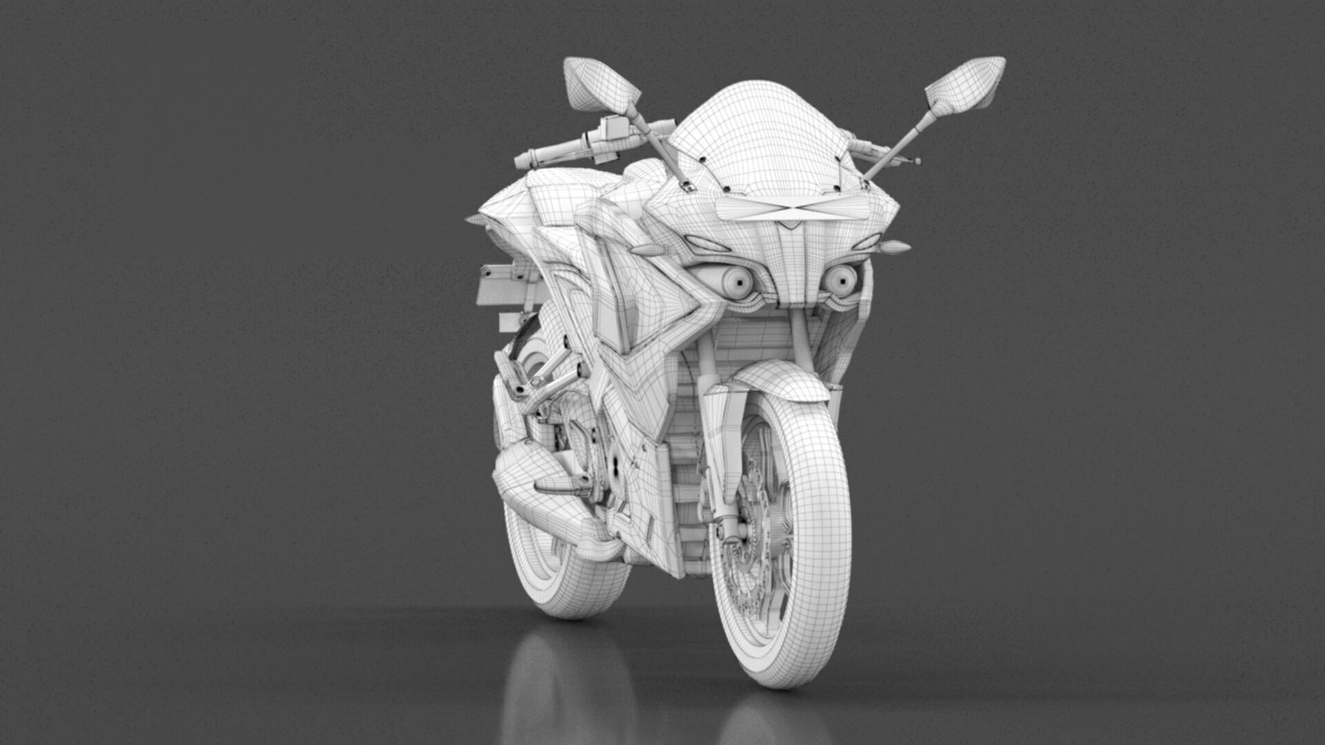 Bajaj Pulsar RS 200 Motorbike White booking for Ex-Showroom Low-poly 3D model_19