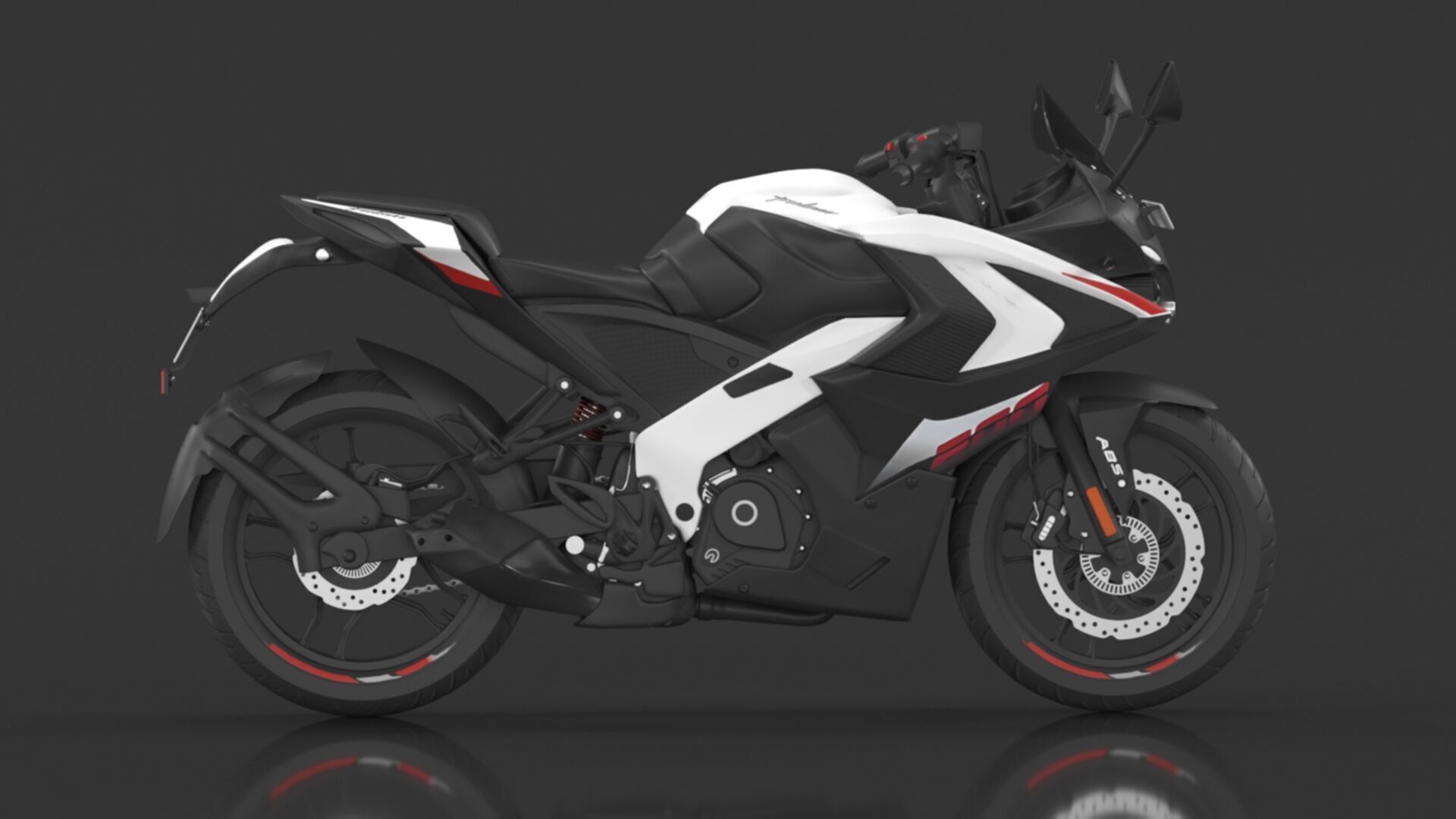 Bajaj Pulsar RS 200 Motorbike White booking for Ex-Showroom Low-poly 3D model_6