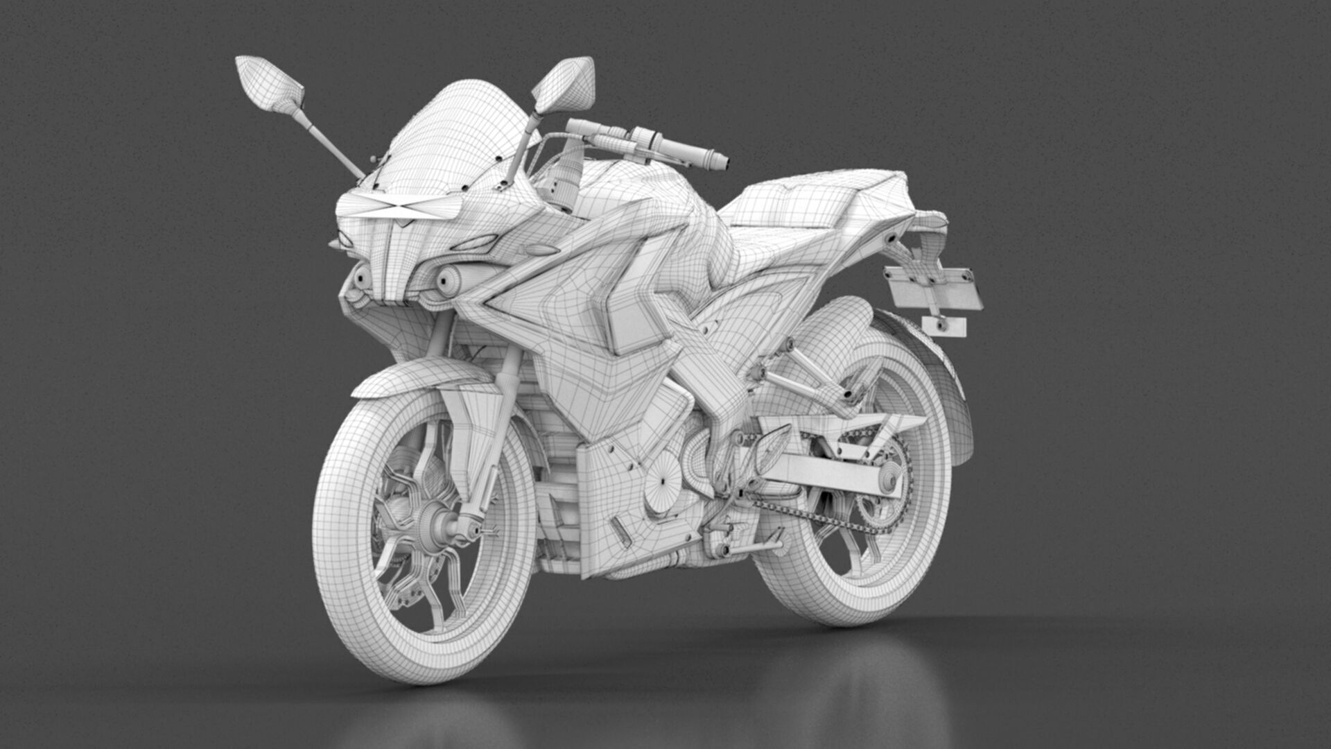 Bajaj Pulsar RS 200 Motorbike White booking for Ex-Showroom Low-poly 3D model_29