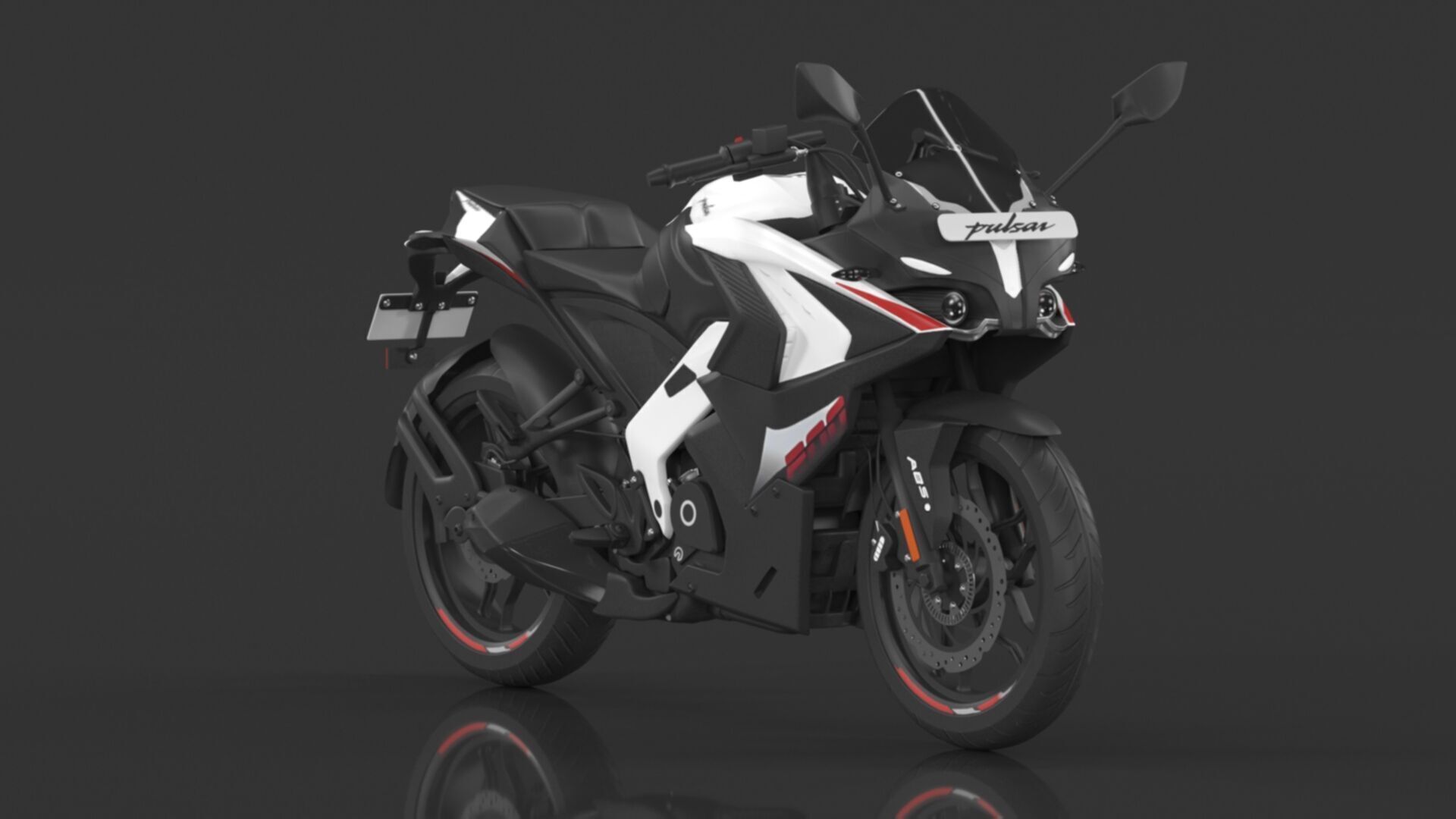Bajaj Pulsar RS 200 Motorbike White booking for Ex-Showroom Low-poly 3D model_4