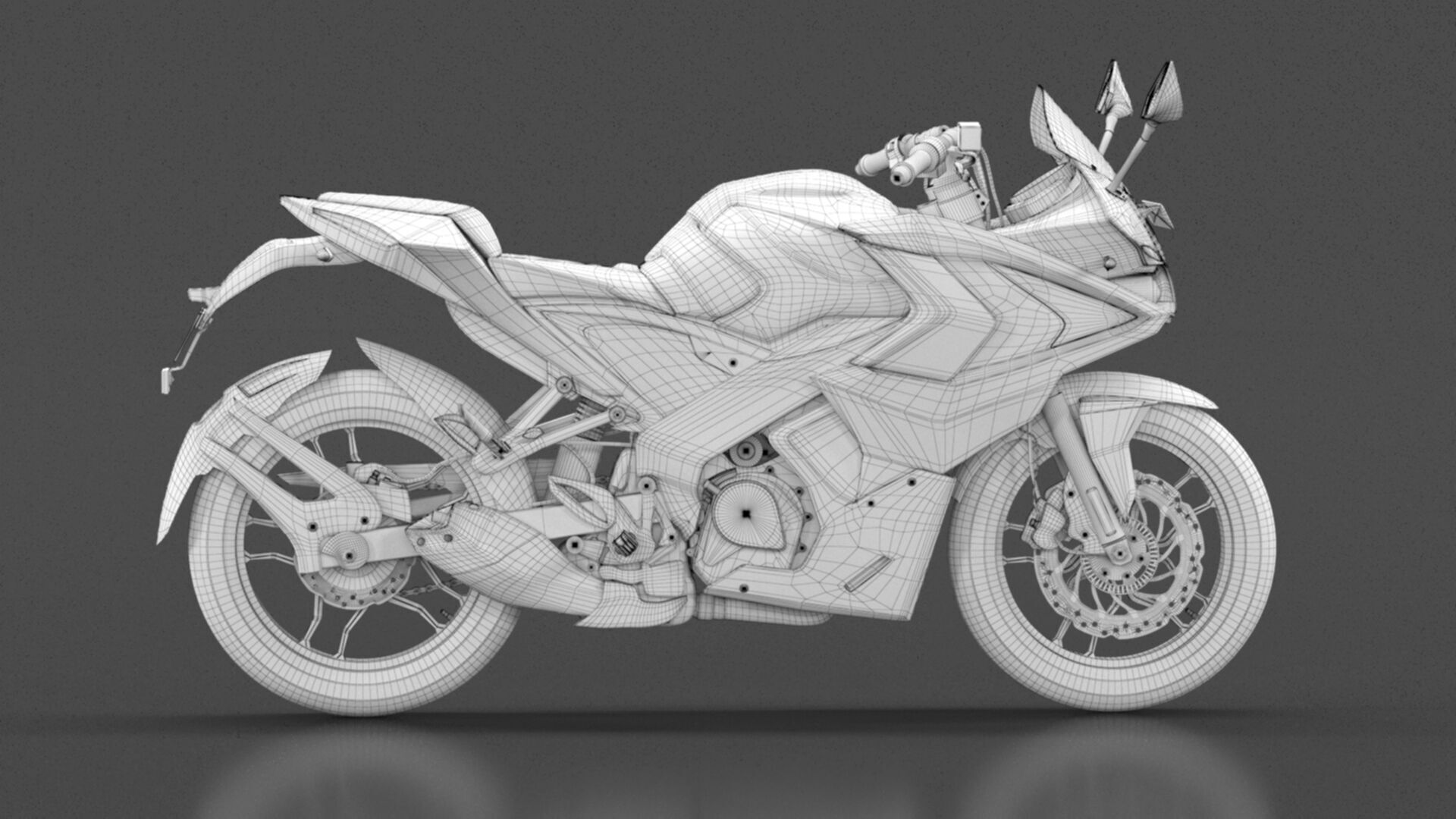 Bajaj Pulsar RS 200 Motorbike White booking for Ex-Showroom Low-poly 3D model_22