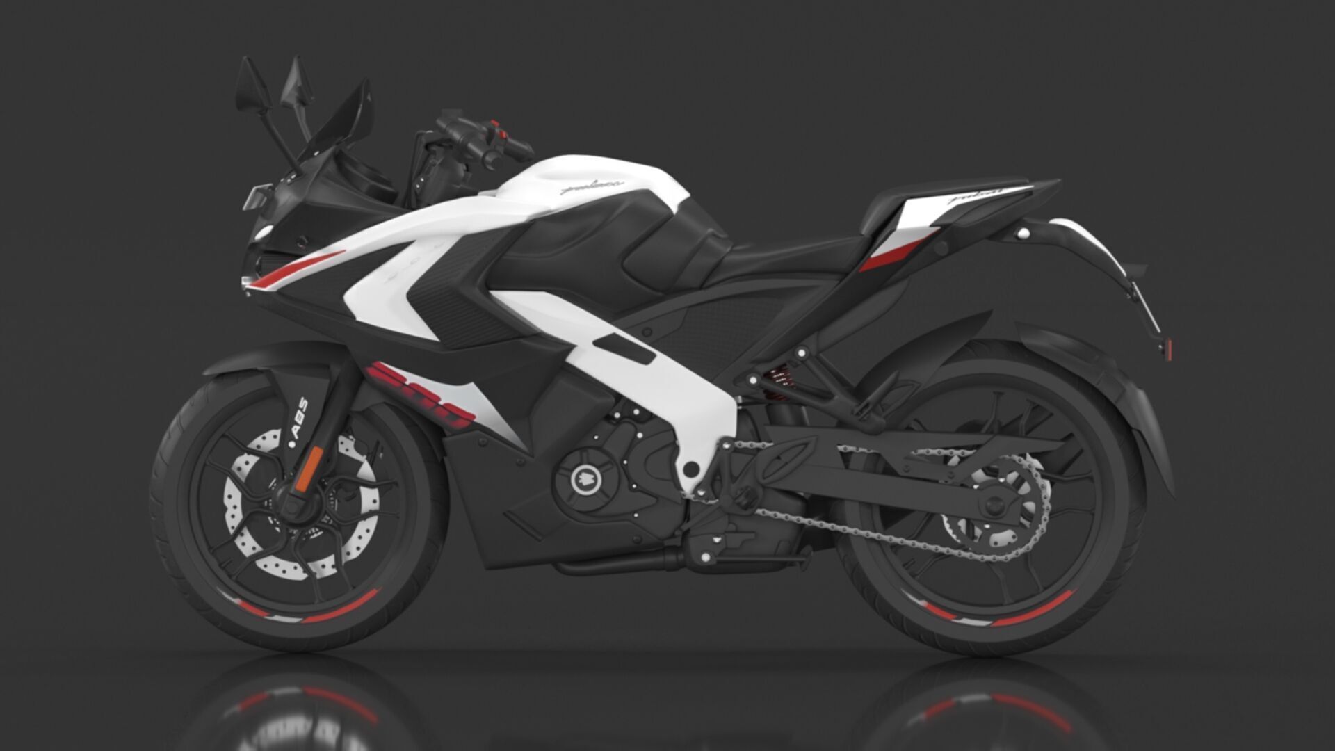 Bajaj Pulsar RS 200 Motorbike White booking for Ex-Showroom Low-poly 3D model_11