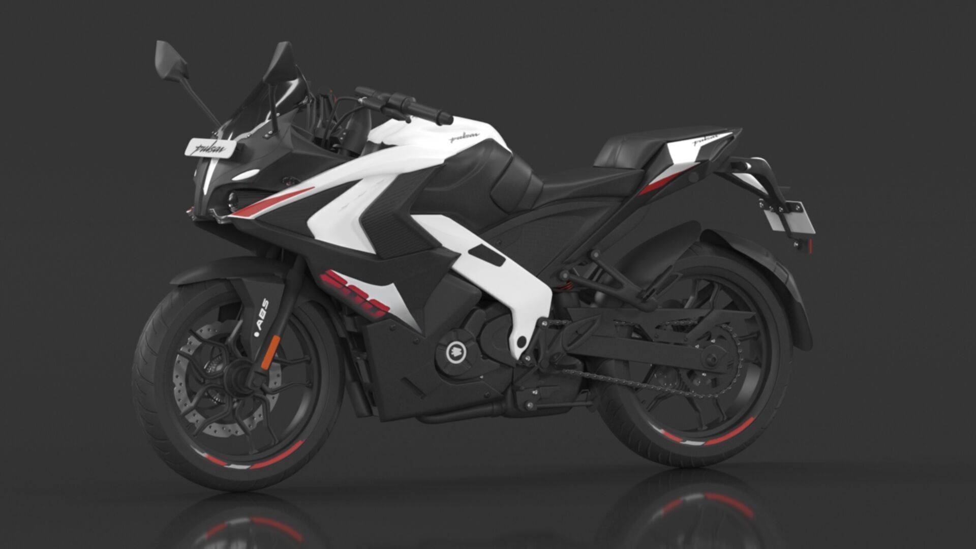 Bajaj Pulsar RS 200 Motorbike White booking for Ex-Showroom Low-poly 3D model_12