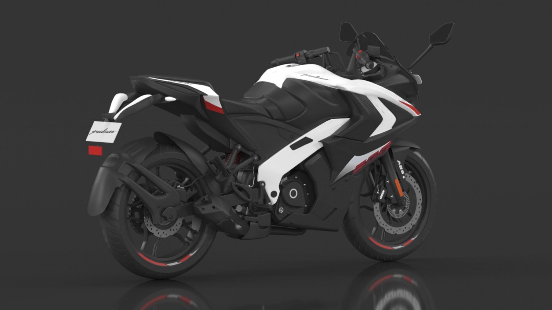 Bajaj Pulsar RS 200 Motorbike White booking for Ex-Showroom Low-poly 3D model_7