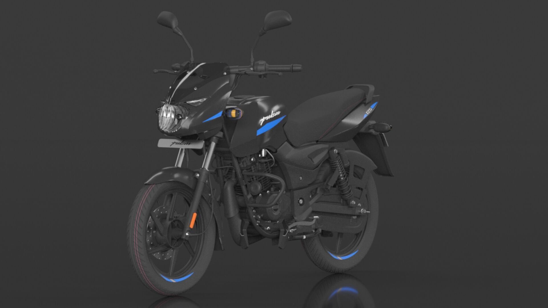 Bajaj Pulsar 150 SD UG Bike Sparkle Black Blue Low-poly 3D model_13