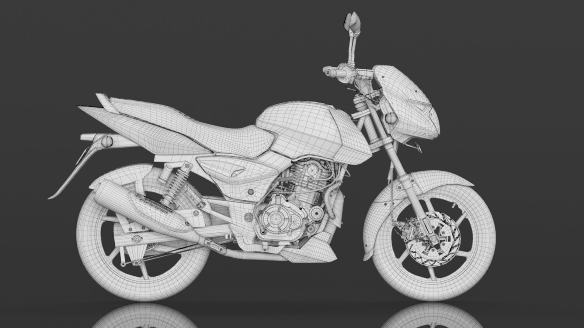 Bajaj Pulsar 150 SD UG Bike Sparkle Black Blue Low-poly 3D model_17