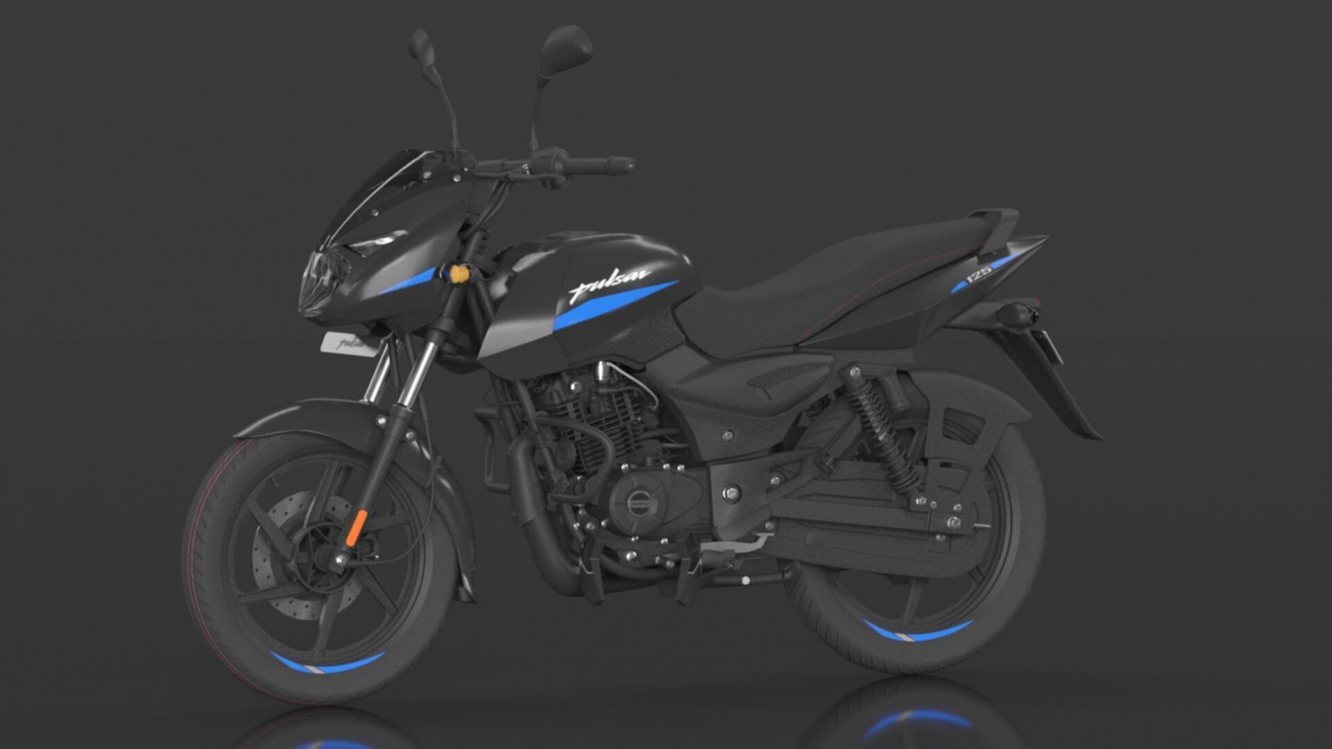 Bajaj Pulsar 150 SD UG Bike Sparkle Black Blue Low-poly 3D model_12