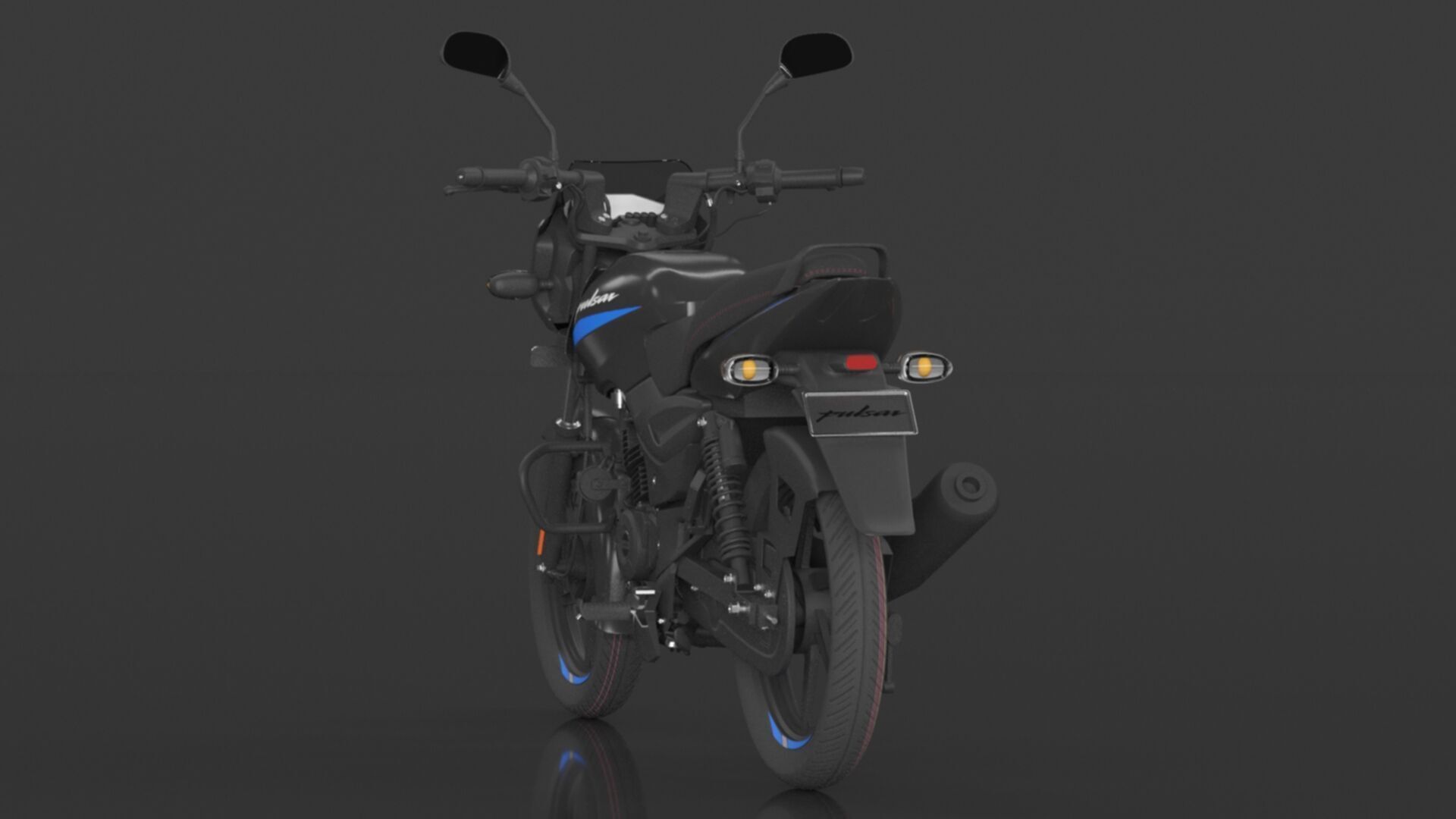 Bajaj Pulsar 150 SD UG Bike Sparkle Black Blue Low-poly 3D model_9