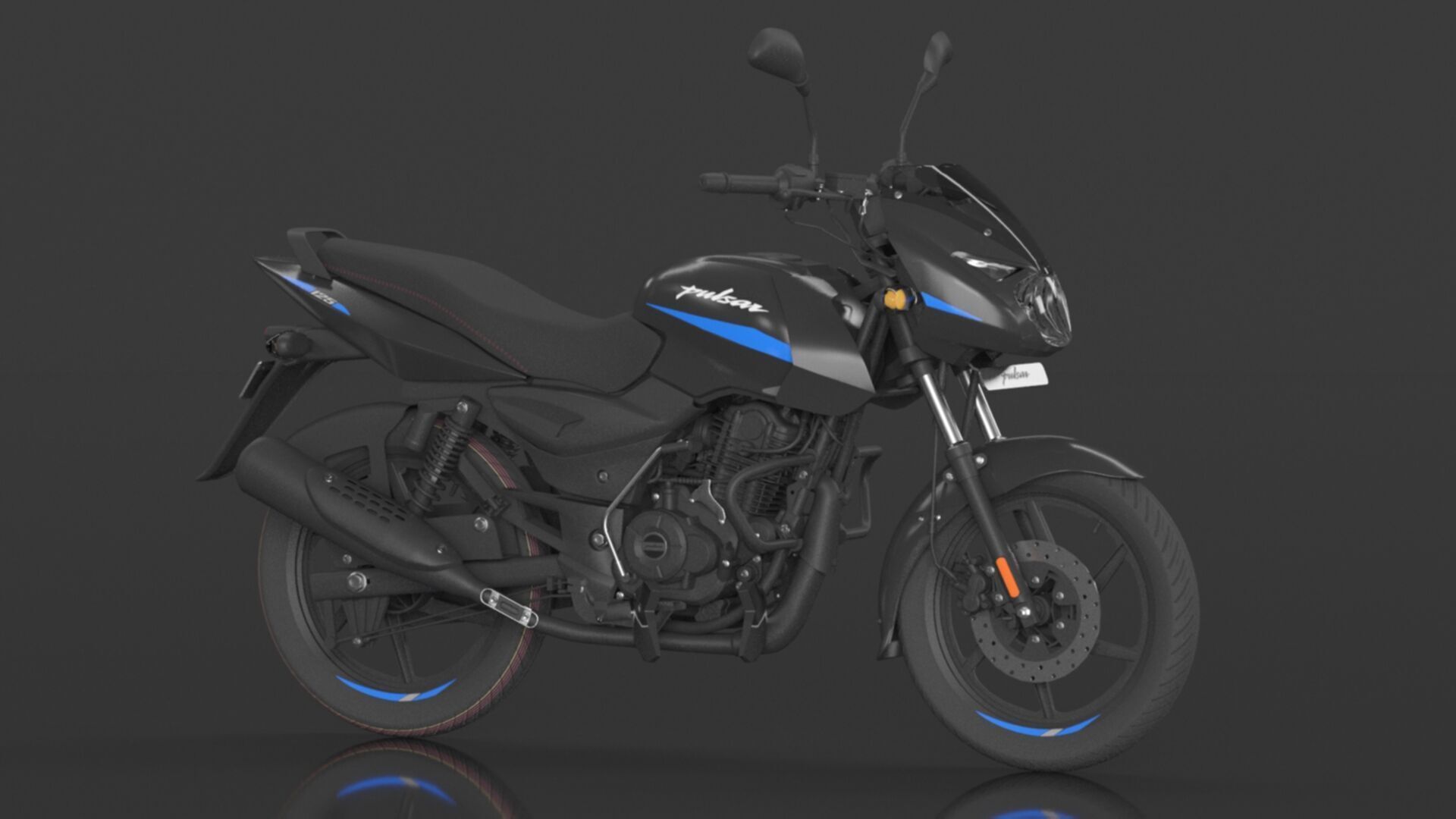 Bajaj Pulsar 150 SD UG Bike Sparkle Black Blue Low-poly 3D model_5