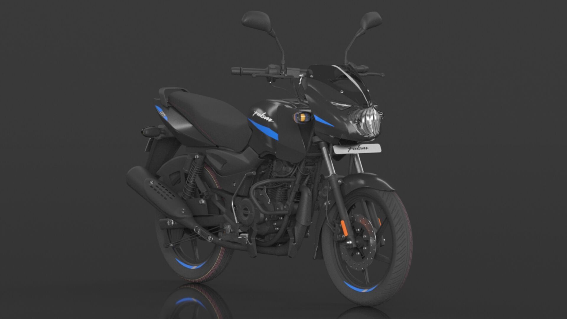 Bajaj Pulsar 150 SD UG Bike Sparkle Black Blue Low-poly 3D model_4