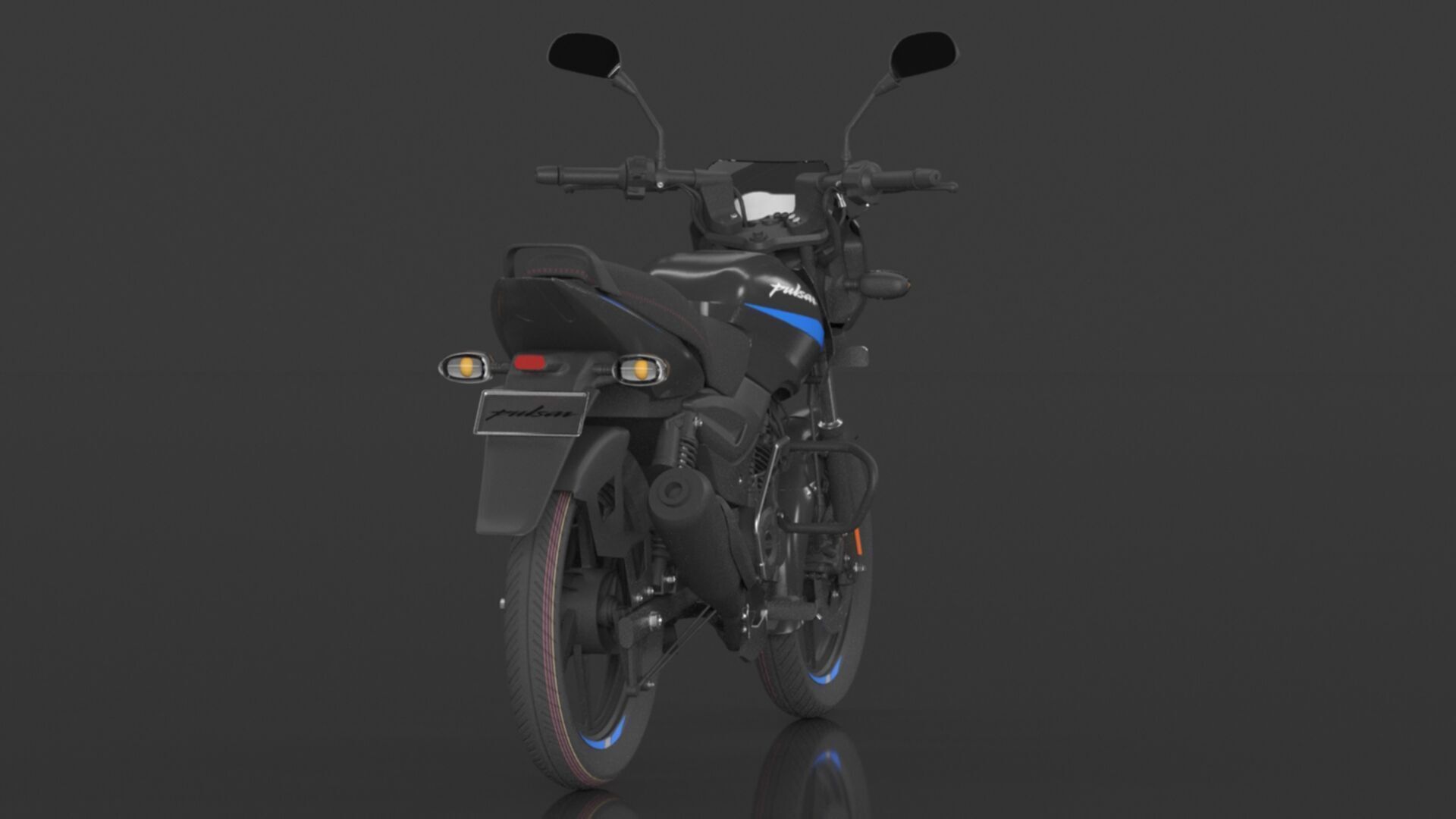 Bajaj Pulsar 150 SD UG Bike Sparkle Black Blue Low-poly 3D model_8