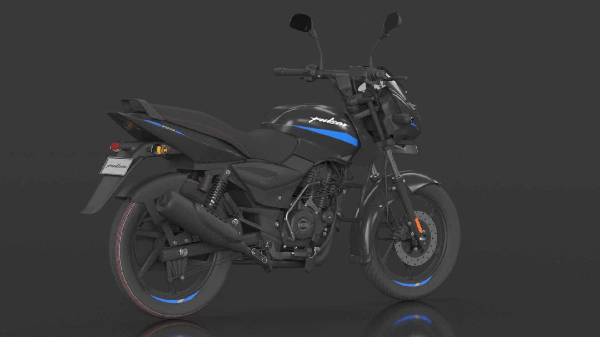 Bajaj Pulsar 150 SD UG Bike Sparkle Black Blue Low-poly 3D model_7
