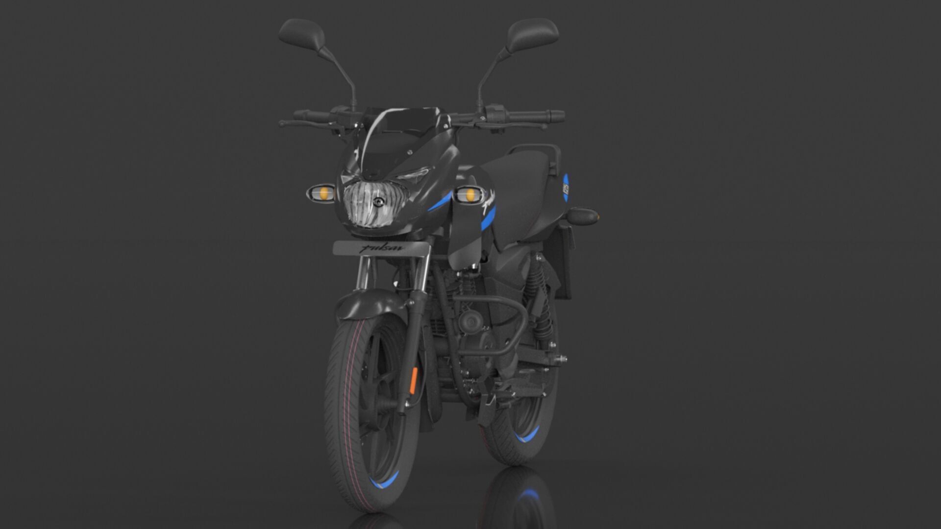Bajaj Pulsar 150 SD UG Bike Sparkle Black Blue Low-poly 3D model_14