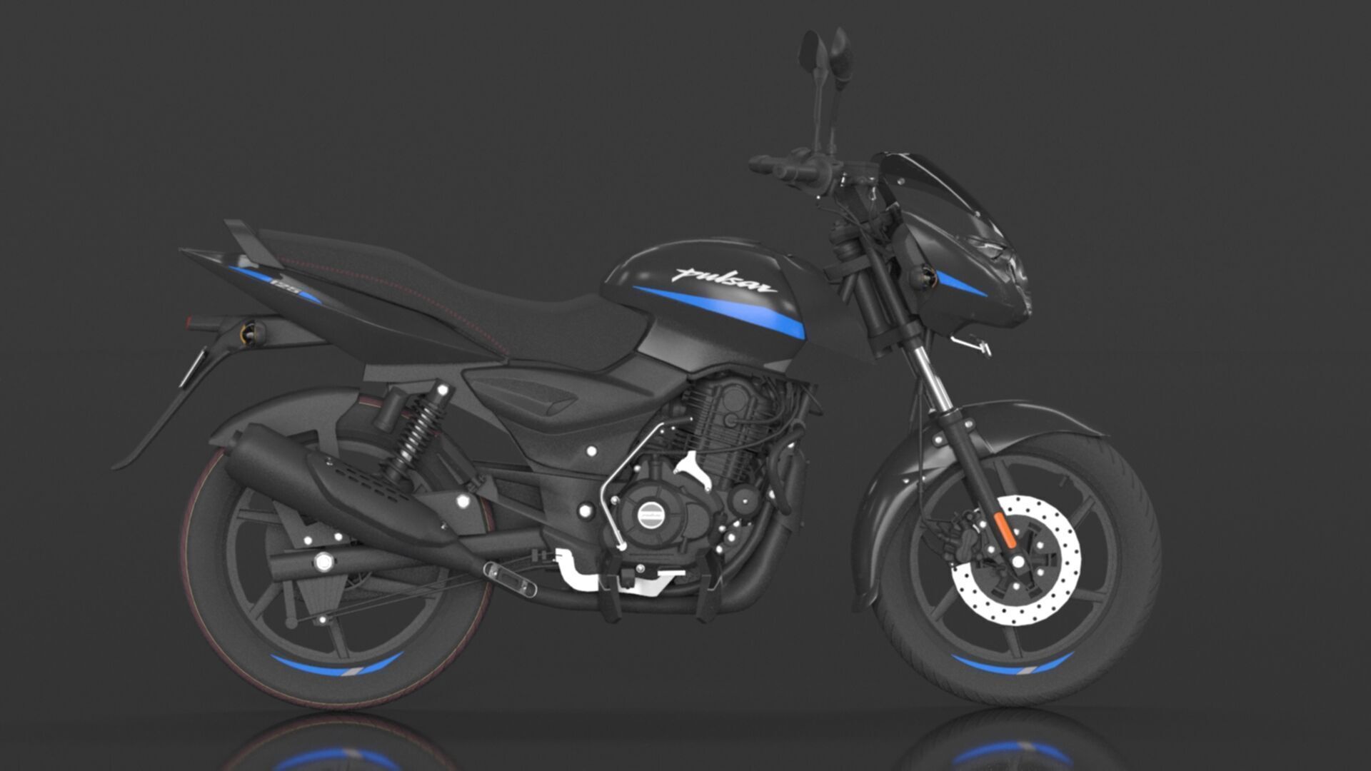 Bajaj Pulsar 150 SD UG Bike Sparkle Black Blue Low-poly 3D model_6
