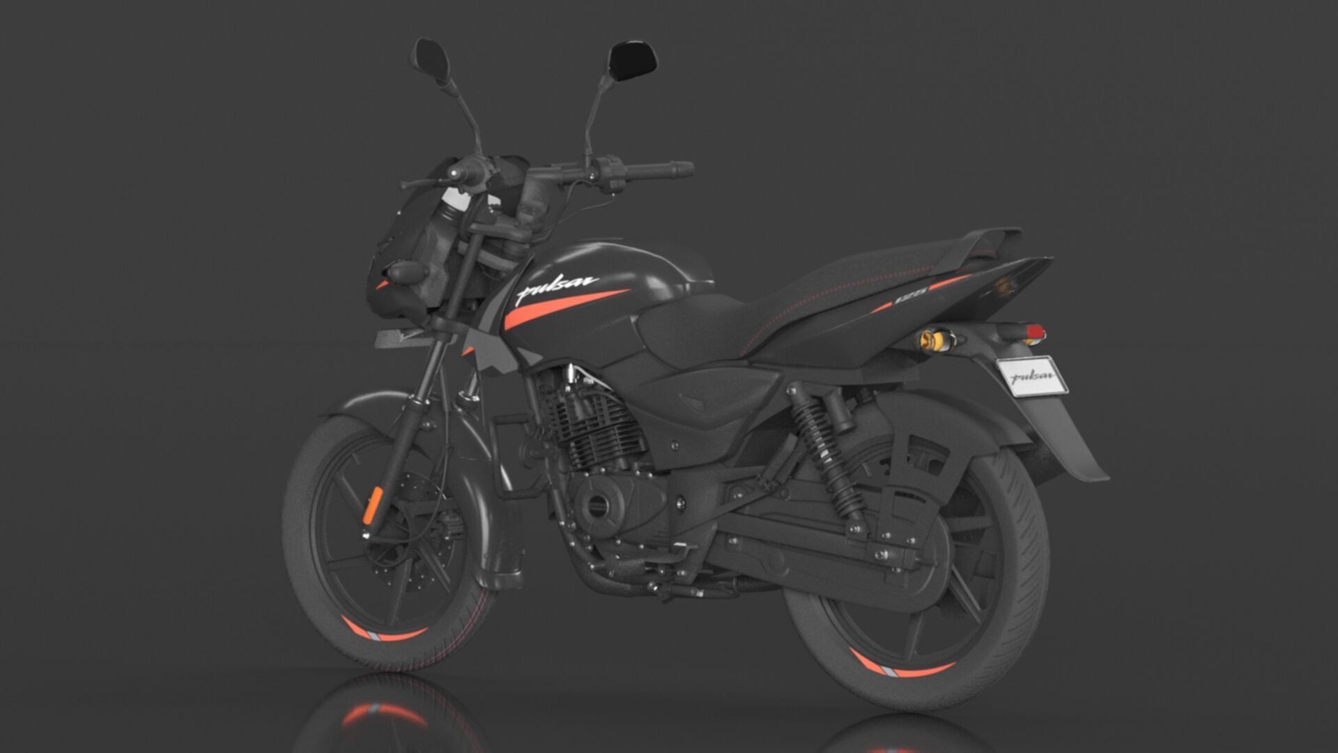 Bajaj Pulsar 125 Neon Disc Bike Low-poly 3D model_10